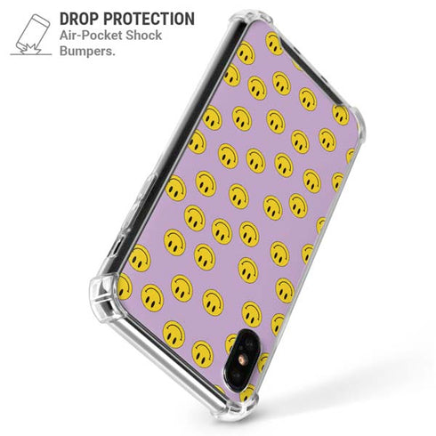 Purple Happy Face Pattern iPhone XS Max Clear Case